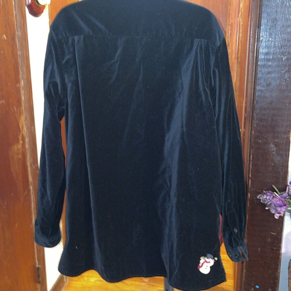 Quacker Factory Velvet snowman button up - Picture 3 of 3